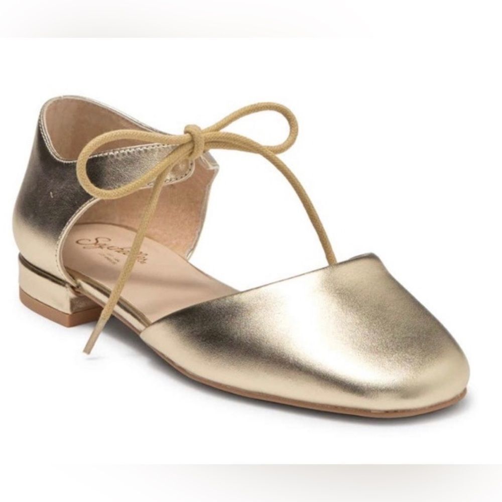 NWOT Anthropologie Seychelles Metallic Gold Leather Size 7.